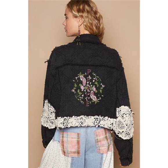 POL Crochet Patch Embroidered Button Up Jacket - Picture 2 of 8
